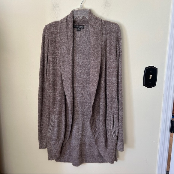 Barefoot Dreams Cozychic Lite Rounded Cardigan Tan Size M - Picture 1 of 5